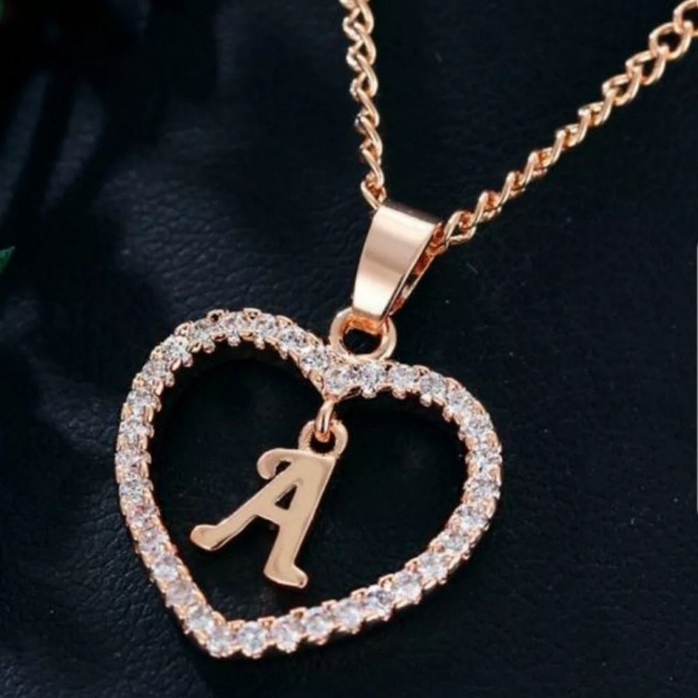 *NEW 18K ROSE GOLD TONE LETTER A NECKLACE